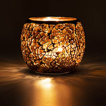 Load image into Gallery viewer, Copper Amber Mosaic Glass Candle Holder | Tea Light Holder