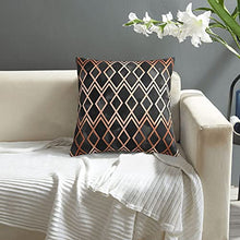 Load image into Gallery viewer, Black & Copper Geometric Design Cushion Cover