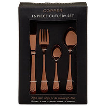 Load image into Gallery viewer, Copper 16 Piece Cutlery Set | Heart Design | 4 Person