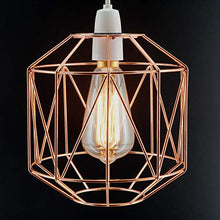 Load image into Gallery viewer, Retro Design Light Shade - Metal Wire Basket Cage Lamp Shade - Ceiling Pendant Light Shade – Wire Cage Lamp Shade - Vintage Industrial Style - Metal Lamp Shade - Easy Fit - Copper