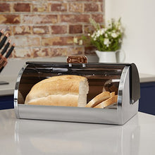 Load image into Gallery viewer, Copper & Black Roll Top Bread Bin | Tower
