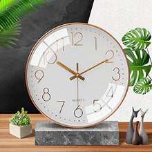 Load image into Gallery viewer, ALEENFOON 12 inch Silent Non-ticking Wall Clock 30cm Modern Quartz Sweep Battery Operated Wall Clocks for Home Living Room Bedrooms Office Kitchen School (Rose Gold)