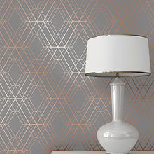 Load image into Gallery viewer, Modern Wallpaper | Copper & Grey Geometric Wallpaper