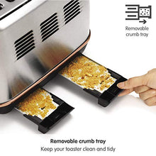 Load image into Gallery viewer, 4 Slice Copper & Silver Toaster With Crumb Tray
