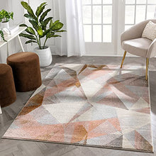 Load image into Gallery viewer, Multi-Coloured Blush Pink & Copper | Modern Geometric Pattern Rug | Large
