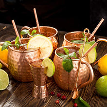 Load image into Gallery viewer, Copper Moscow Mule Set Of 4 Mugs & Cocktail Accessories