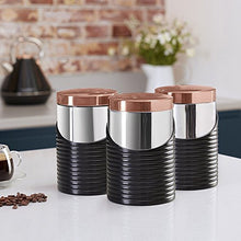 Load image into Gallery viewer, Tower | Set Of 3 | Tea, Coffee, Sugar Canisters, Copper