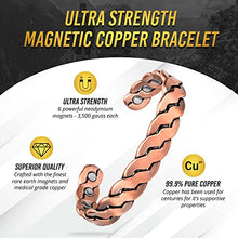 Load image into Gallery viewer, MagnetRX® Pure Copper Magnetic Bracelet - Magnetic Copper Bracelets for Men - Adjustable Cuff + Gift Box (Copper | Medium - Large)