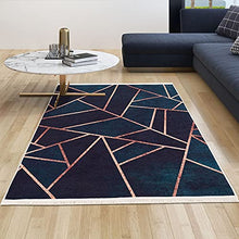 Load image into Gallery viewer, Geometric Copper & Navy Rug