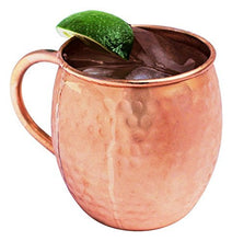 Load image into Gallery viewer, Zap Impex® Pure Copper Moscow Mule barrel cup, no coating, hammered copper, ideal for all chilled beverage dazzling to entertain and bar or home, large bar gift set of 2