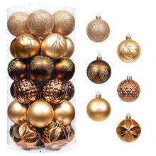 Load image into Gallery viewer, 30pcs | Copper & Gold | Shatterproof Christmas Baubles For Tree | Woodland Theme