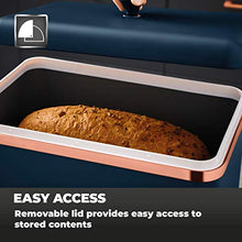 Load image into Gallery viewer, Midnight Blue & Copper/Rose-Gold Bread Bin