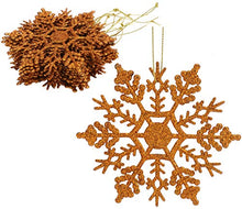 Load image into Gallery viewer, Copper Glitter Snowflake | Christmas Hanging Tree Decorations | 12 Pack | Christmas Concepts®
