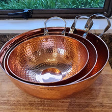 Load image into Gallery viewer, Hammered Copper Mixing Bowls | With Handles | Set Of 3