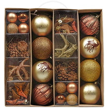 Load image into Gallery viewer, 60pcs | Shatterproof Christmas Baubles | Copper and Gold | Woodland Tree Decorations | Valery Madelyn