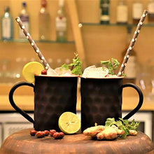 Load image into Gallery viewer, STAGLIFE 16 Oz Black Moscow Mule Copper Mugs, Genuine Copper Cups for Drinking Moscow Mules, Handcrafted Solid Real Copper Mug Cup, Hammered Gift Set of 2