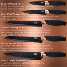 Load image into Gallery viewer, 5 Pcs Copper & Black Knife Set