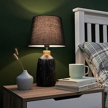 Load image into Gallery viewer, Tapered Marbled Black & Copper Table Lamp