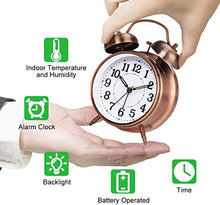 Load image into Gallery viewer, Copper Battery Operated Alarm Clock