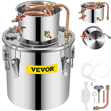 Load image into Gallery viewer, VEVOR Moonshine Still Distiller 3Gal 12L Stainless Steel Water Distiller Copper Tube Home Brewing Kit Build-in Thermometer for DIY Whisky Wine Brandy Sliver
