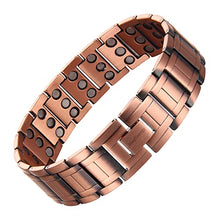 Load image into Gallery viewer, MagEnergy Big Men Copper Bracelet 99.9% Copper Magnetic Bracelet Adjustable Wristband with Link Removal Tool