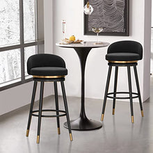 Load image into Gallery viewer, Black & Copper Velvet Bar Stools | Swivel