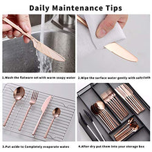 Load image into Gallery viewer, Velaze 24-Piece Rose Gold Silverware Set Cutlery Set, Stainless Steel Utensils Service for 6 Person Include Dinner Spoon, Dinner Fork, Dinner Knife and Tea Spoon, Mirror Polished Design