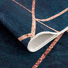 Load image into Gallery viewer, Copper & Navy Geometric Rug
