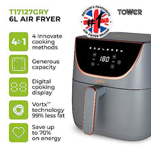 Load image into Gallery viewer, Tower | Vortx Air Fryer With Digital Control Panel | 1700W | 6L | Grey & Copper | T17127GRY