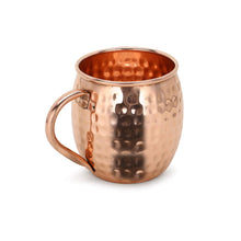 Load image into Gallery viewer, Zap Impex® Pure Copper Moscow Mule barrel cup, no coating, hammered copper, ideal for all chilled beverage dazzling to entertain and bar or home, large bar gift set of 2