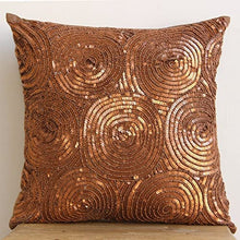 Load image into Gallery viewer, Sequined Copper Cushion Cover | Swirls Pattern