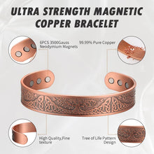 Load image into Gallery viewer, MagEnergy Copper Bracelet for Men Life of Tree, 99.9% Copper Magnetic Bracelet 7.3",Adjustable Cuff Bangle Jewerly Gift