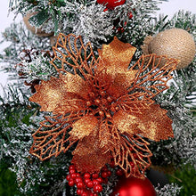 Load image into Gallery viewer, Glittery Copper Christmas Tree Decoration | Poinsettia