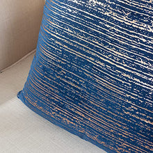 Load image into Gallery viewer, Blue & Copper Velvet Cushion Cover | Rooee