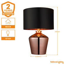 Load image into Gallery viewer, Modern Copper & Black Table Lamp | National Lighting