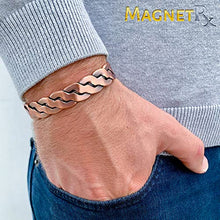 Load image into Gallery viewer, MagnetRX® Pure Copper Magnetic Bracelet - Magnetic Copper Bracelets for Men - Adjustable Cuff + Gift Box (Copper | Medium - Large)