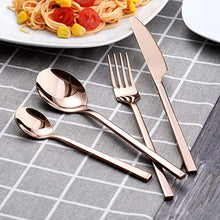 Load image into Gallery viewer, Velaze 24-Piece Rose Gold Silverware Set Cutlery Set, Stainless Steel Utensils Service for 6 Person Include Dinner Spoon, Dinner Fork, Dinner Knife and Tea Spoon, Mirror Polished Design