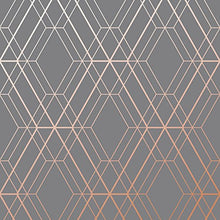 Load image into Gallery viewer, Metro Diamond Geometric Wallpaper | Charcoal & Copper | World Of Wallpaper | WOW002
