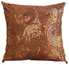Load image into Gallery viewer, The HomeCentric | Luxury Copper Cushion Cover | Spiral Sequins | 60x60 cm | Modern Copper Swirls