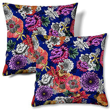Load image into Gallery viewer, Contemporary Floral Design Cushion Covers | Set Of 2 | Navy, Copper, Pink