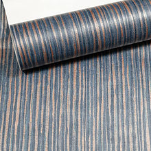 Load image into Gallery viewer, Copper & Navy Striped Wallpaper