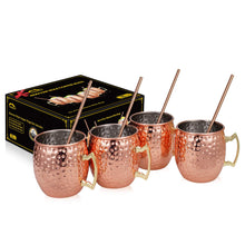 Load image into Gallery viewer, Hammered Copper Mugs | Set Of 4