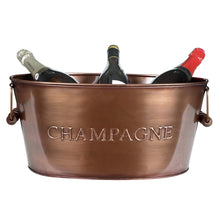 Load image into Gallery viewer, Champagne Cooler Ice Bucket Copper Finish Wine Bottle Chiller Garden Party Alfresco BBQ Dining Decor
