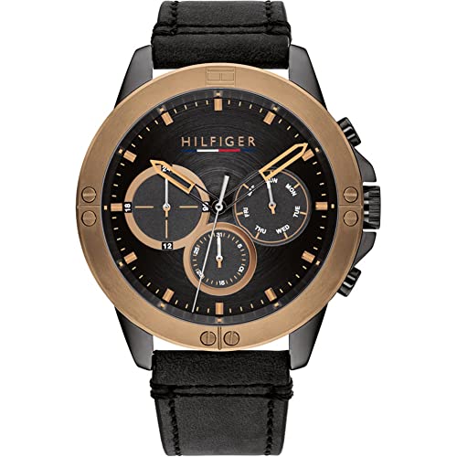 Tommy Hilfiger Analogue Multifunction Quartz Watch for Men with Black Leather Strap - 1791893