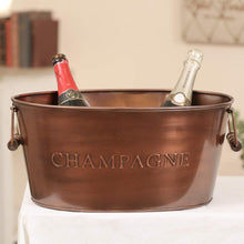 Load image into Gallery viewer, Champagne Cooler Ice Bucket Copper Finish Wine Bottle Chiller Garden Party Alfresco BBQ Dining Decor
