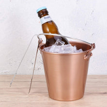 Load image into Gallery viewer, Healeved Copper Ice Bucket Steel Container Steel Ice Bucket Wine Bucket Ice Bucket Ice Holder Beverage Cooler Bucket Drink Containers with Ice Tong for Home Bar KTV Weddings Party Stainless
