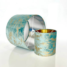 Load image into Gallery viewer, Handmade Lampshade | Duck Egg Foiled | Copper, Gold &amp; Silver Linings
