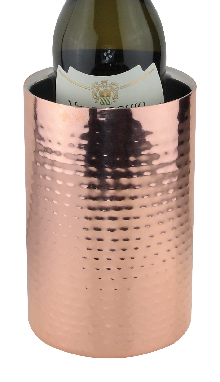 apollo THE HOUSEWARES BRAND - Double Walled Wine Champagne Prosecco Beer Spirits Bottle Cooler - Stainless Steel Inner - Size 18.5x12cm - Polished Copper Outer