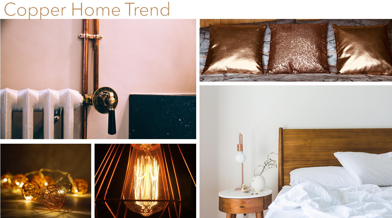 Copper is the trending metallic within interiors becoming as popular as chrome. The copper trend shows no signs of stopping, as retailers produce lots of copper homeware accessories and products for the home. This article explores the copper trend. 