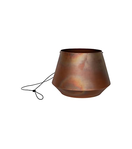 Aged Copper Hanging Planter With Leather Strap | H15cm x D19cm | Ivyline